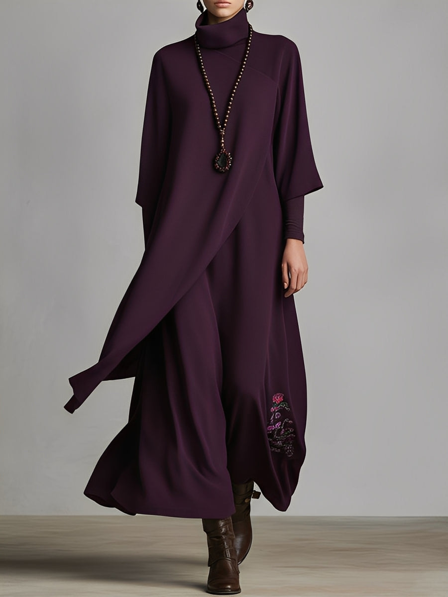 Anna-Berg | Red Cotton Turtleneck Evening Dress