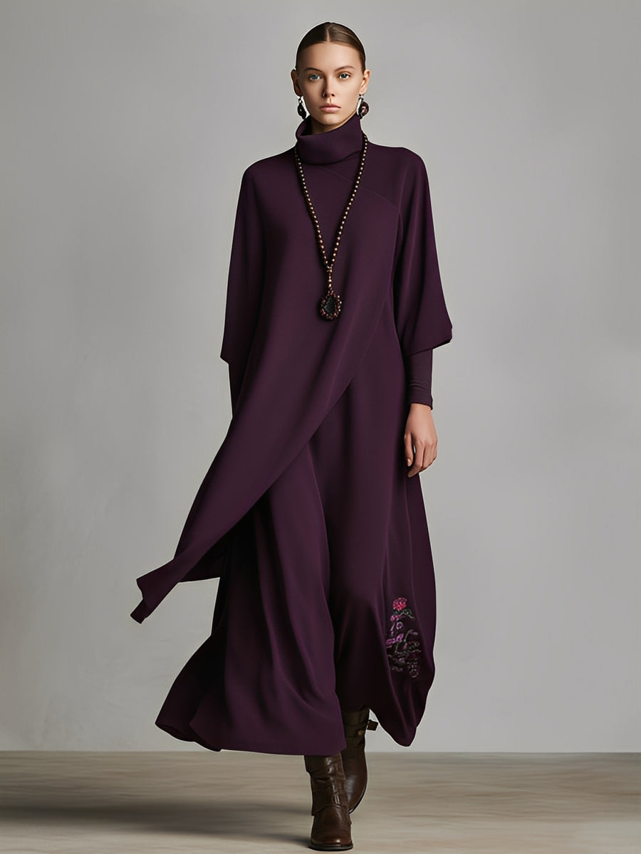 Anna-Berg | Red Cotton Turtleneck Evening Dress