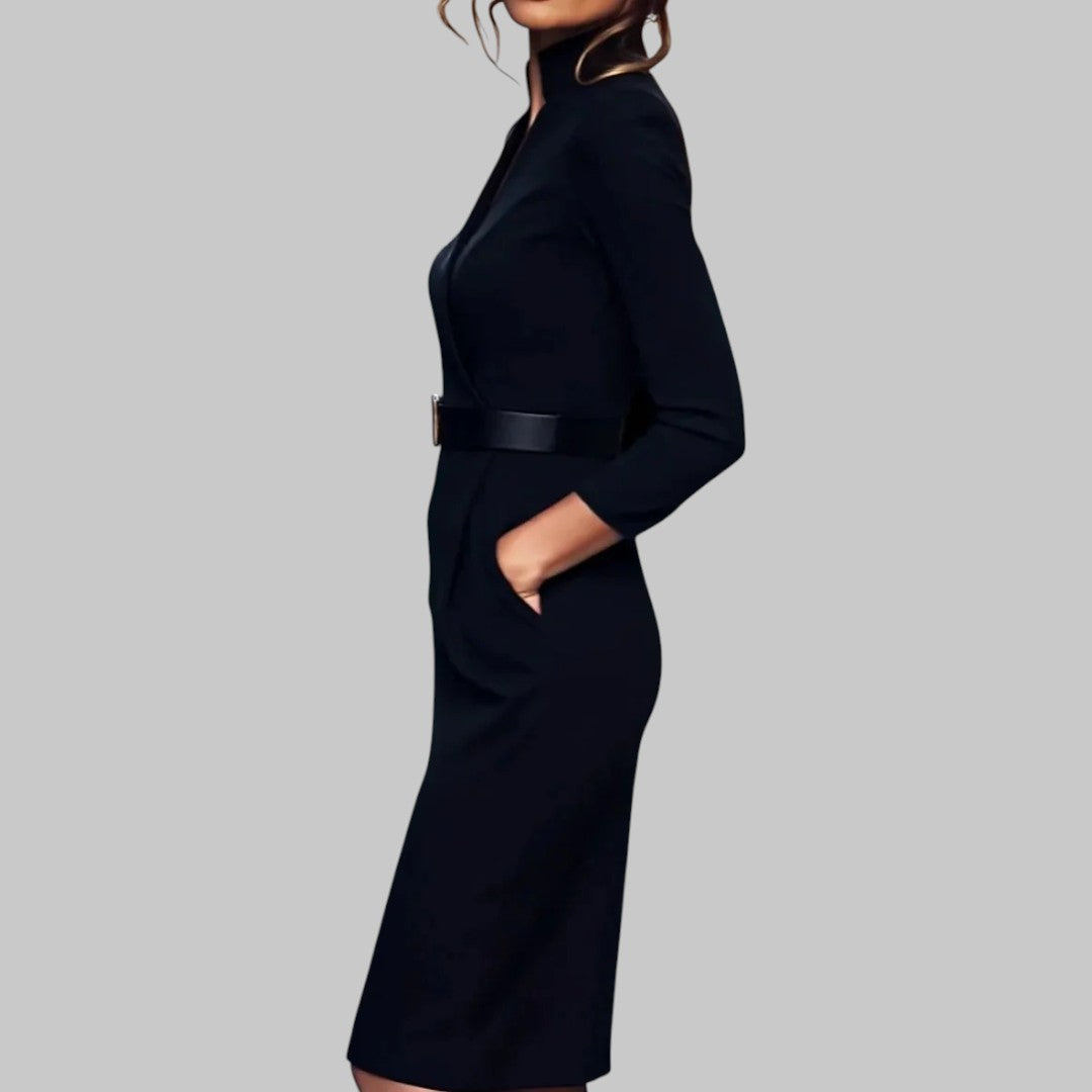 Anna-Berg | Sheath Midi Dress, Belted