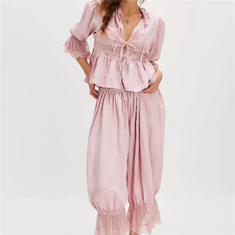 Anna-Berg | Sage Ruffled Lace Two-Piece Set