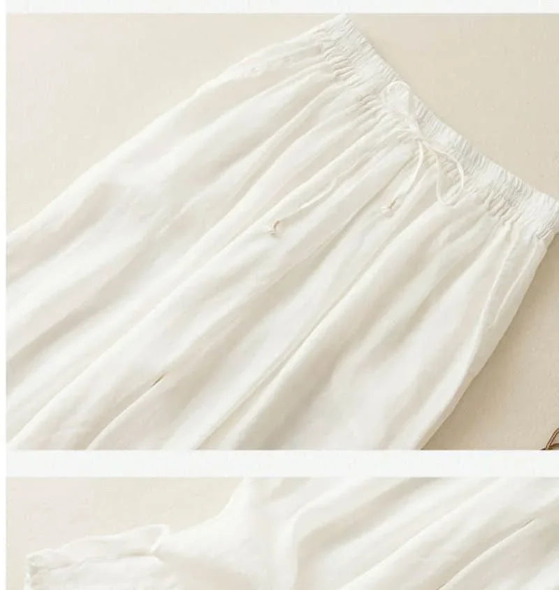 Anna-Berg | Natural High-Waist Wide-Leg Linen Pants