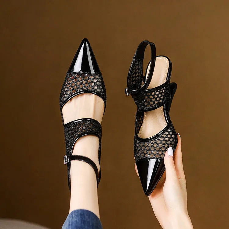 Anna-Berg | Velour Leather Slingbacks
