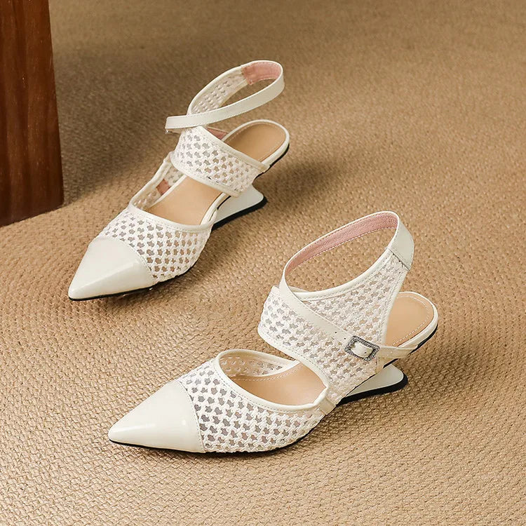 Anna-Berg | Velour Leather Slingbacks