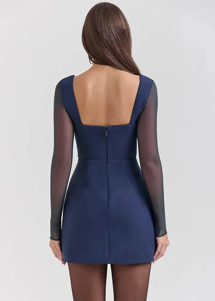 Anna-Berg | Mini Dress, Navy, Mesh Sleeve