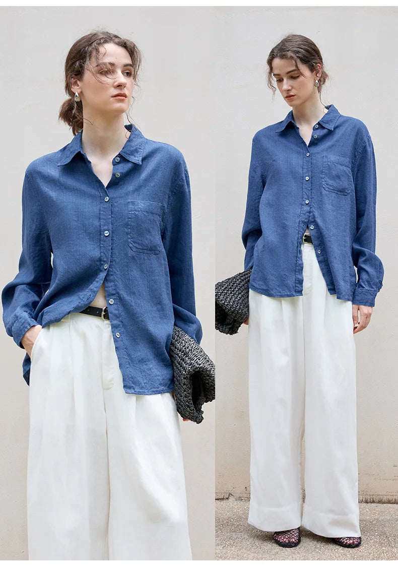 Anna-Berg | Beige Relaxed Fit Linen Shirt