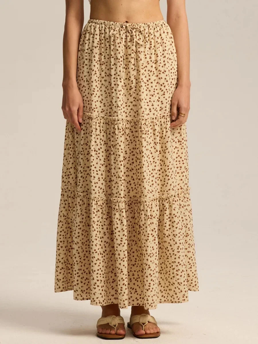 Anna-Berg | Sage Tiered Cotton Maxi Skirt