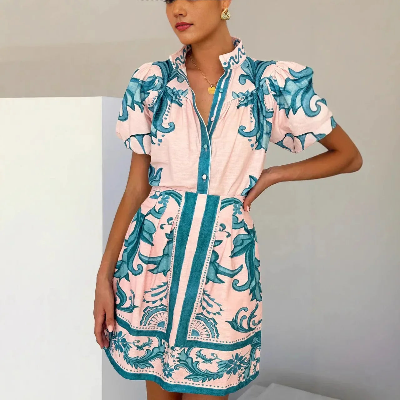 Anna-Berg | Floral Two-Piece Linen Dress