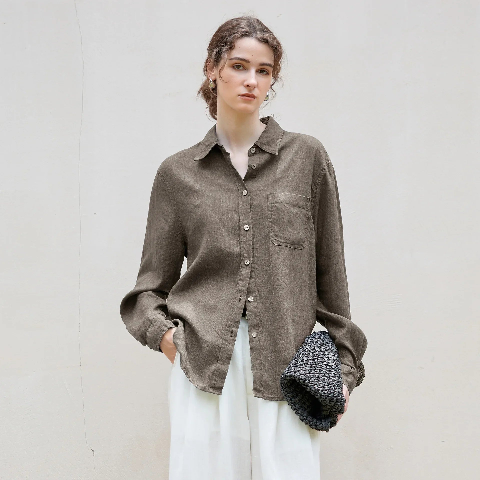 Anna-Berg | Indigo Relaxed Fit Button-Up Linen Shirt