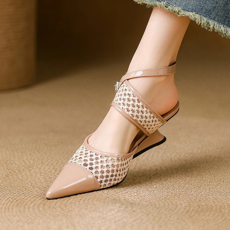 Anna-Berg | Velour Leather Slingbacks