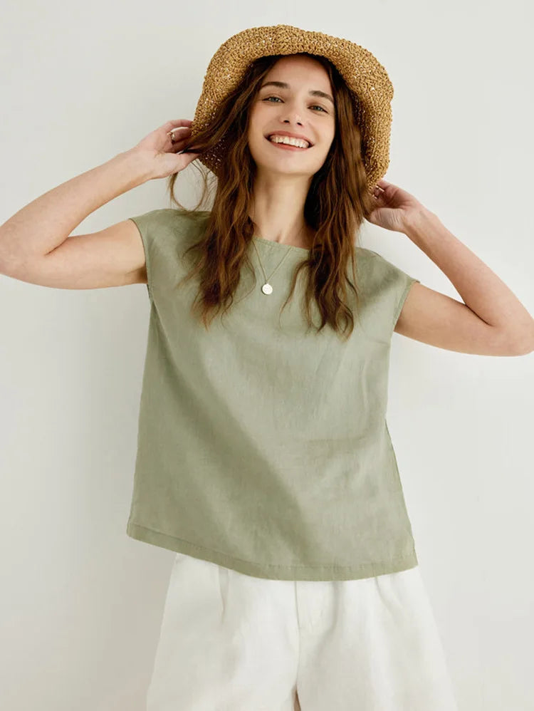 Anna-Berg | Petal Sleeve Linen Tee