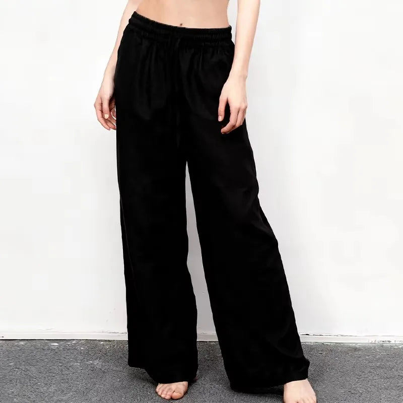 Anna-Berg | Natural Drawstring Waist Relaxed Fit Linen Pant