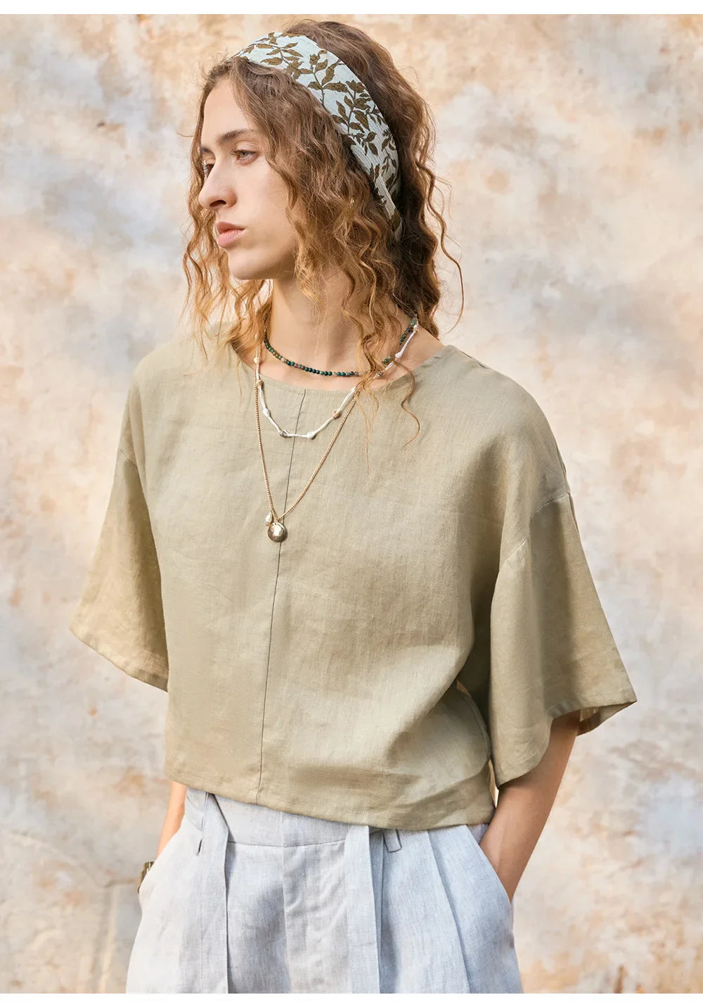 Anna-Berg | Flared-Sleeve Linen Pullover