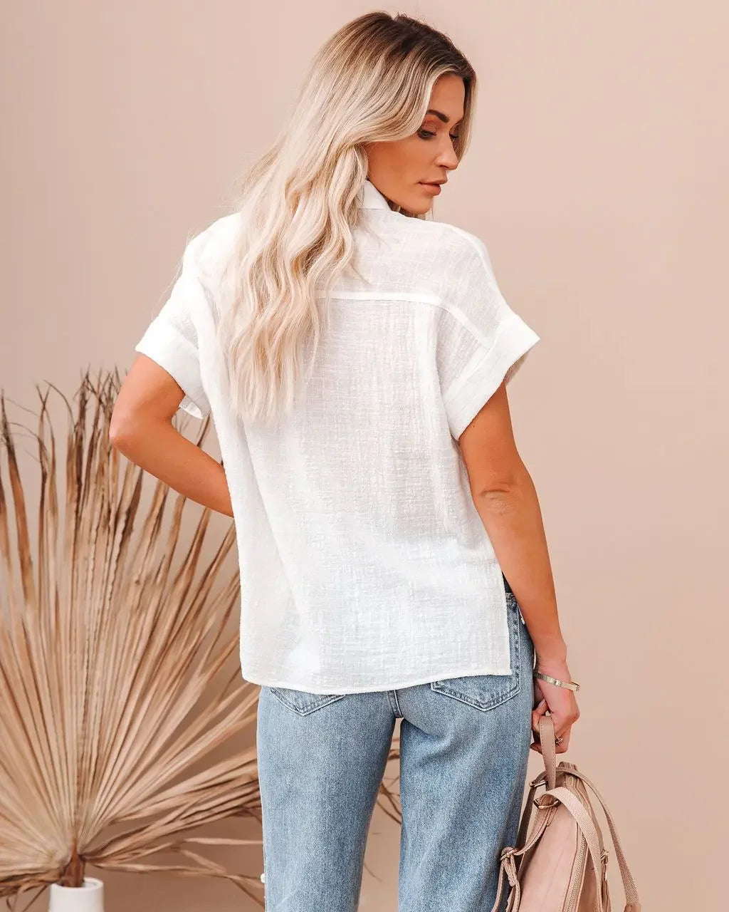 Anna-Berg | Ivory Button-Up Silk Blouse