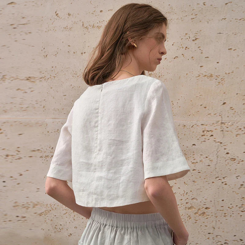 Anna-Berg | Boxy Cropped Linen Top
