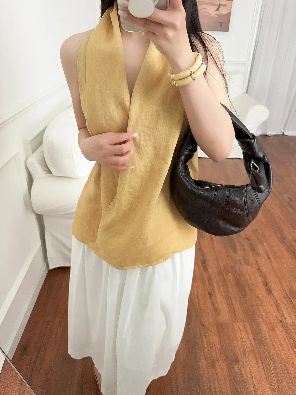 Anna-Berg | Natural Draped Linen Vest