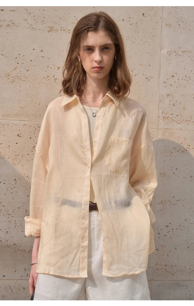 Anna-Berg | Natural Sheer Oversized Ramie Shirt