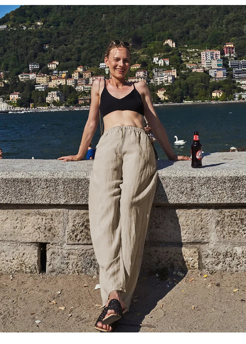 Anna-Berg | Sand Wide-Leg Linen Pant