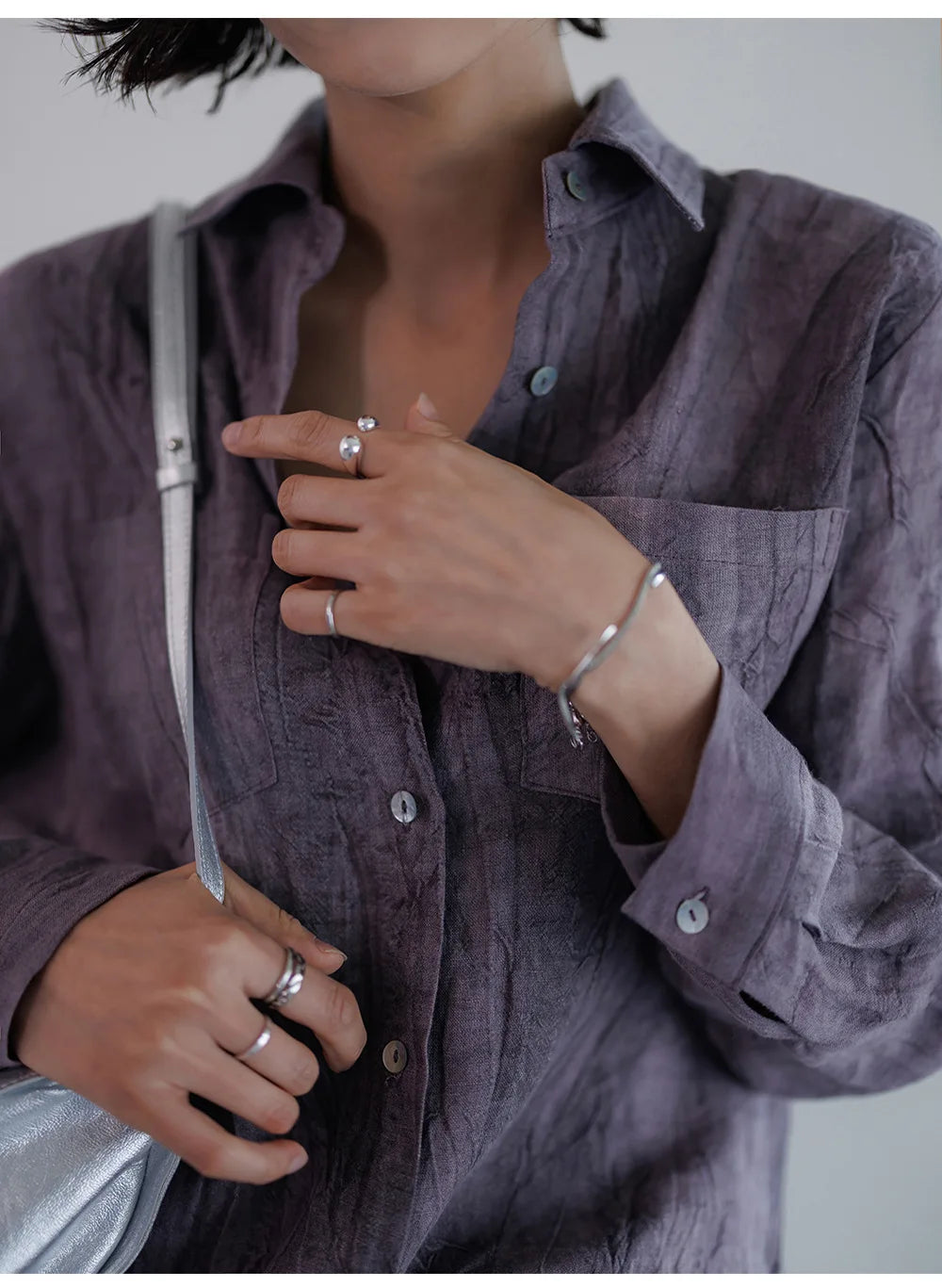 Anna-Berg | Pleated Button-Up Linen Shirt