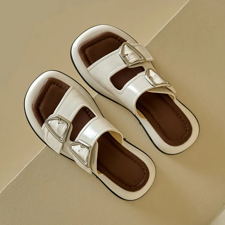 Anna-Berg | Twin-Buckle Slide Sandals
