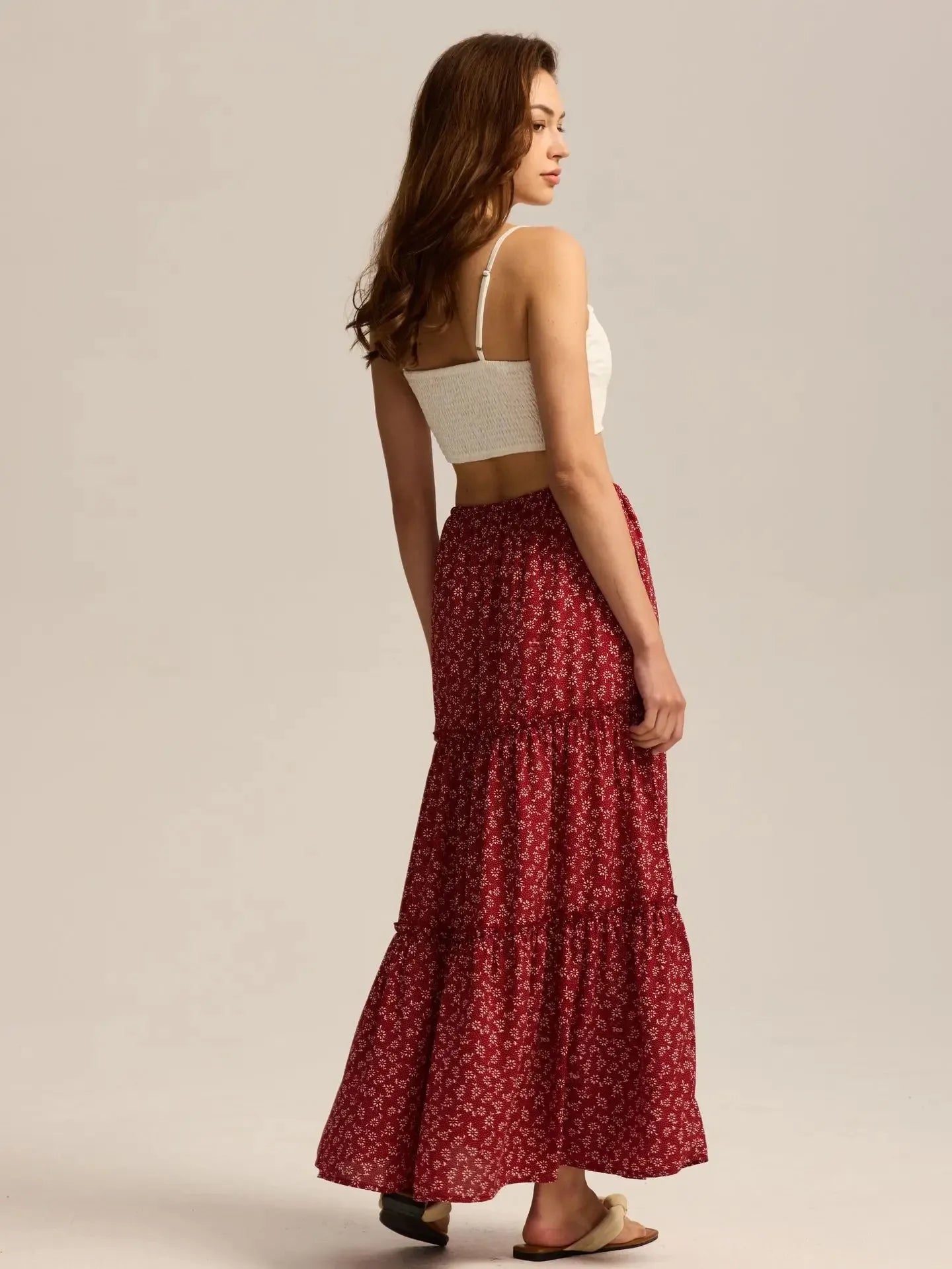 Anna-Berg | Sage Tiered Cotton Maxi Skirt