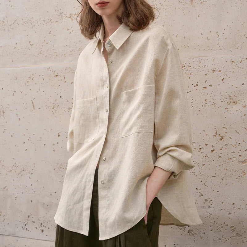 Anna-Berg | Oversized Patch-Pocket Linen Shirt