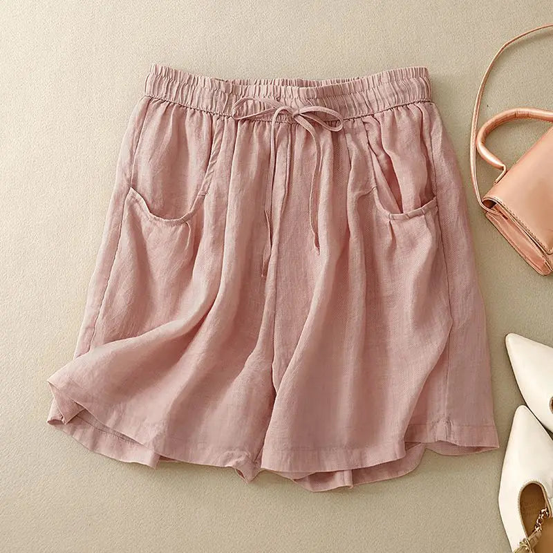 Anna-Berg | Drawstring Waist Relaxed Fit Cotton-Blend Shorts