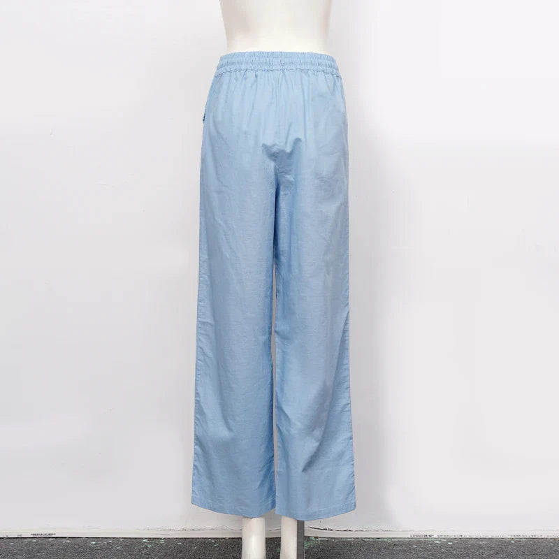 Anna-Berg | Natural Drawstring Waist Relaxed Fit Linen Pant