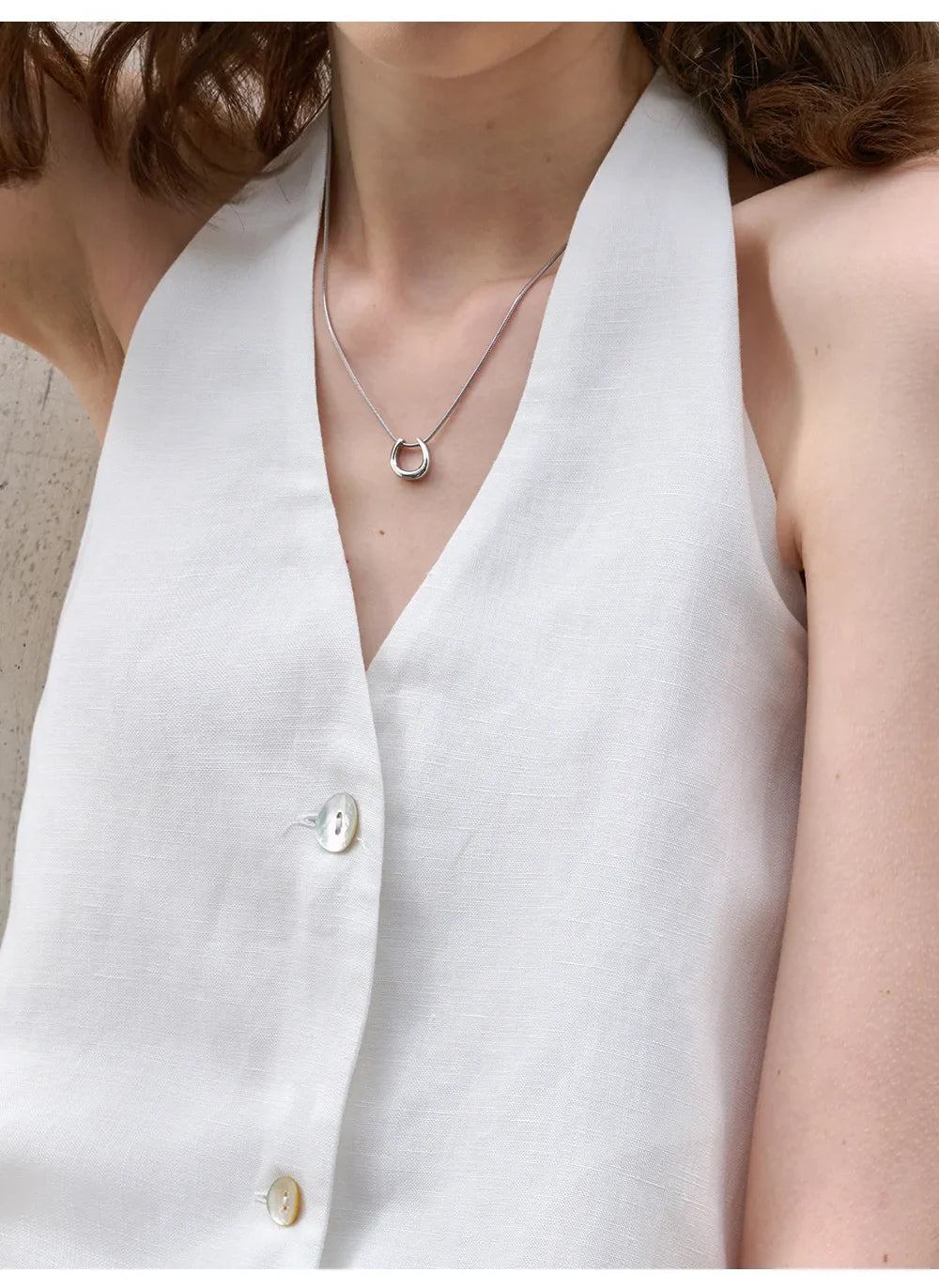 Anna-Berg | Natural Halter Linen Waistcoat Top