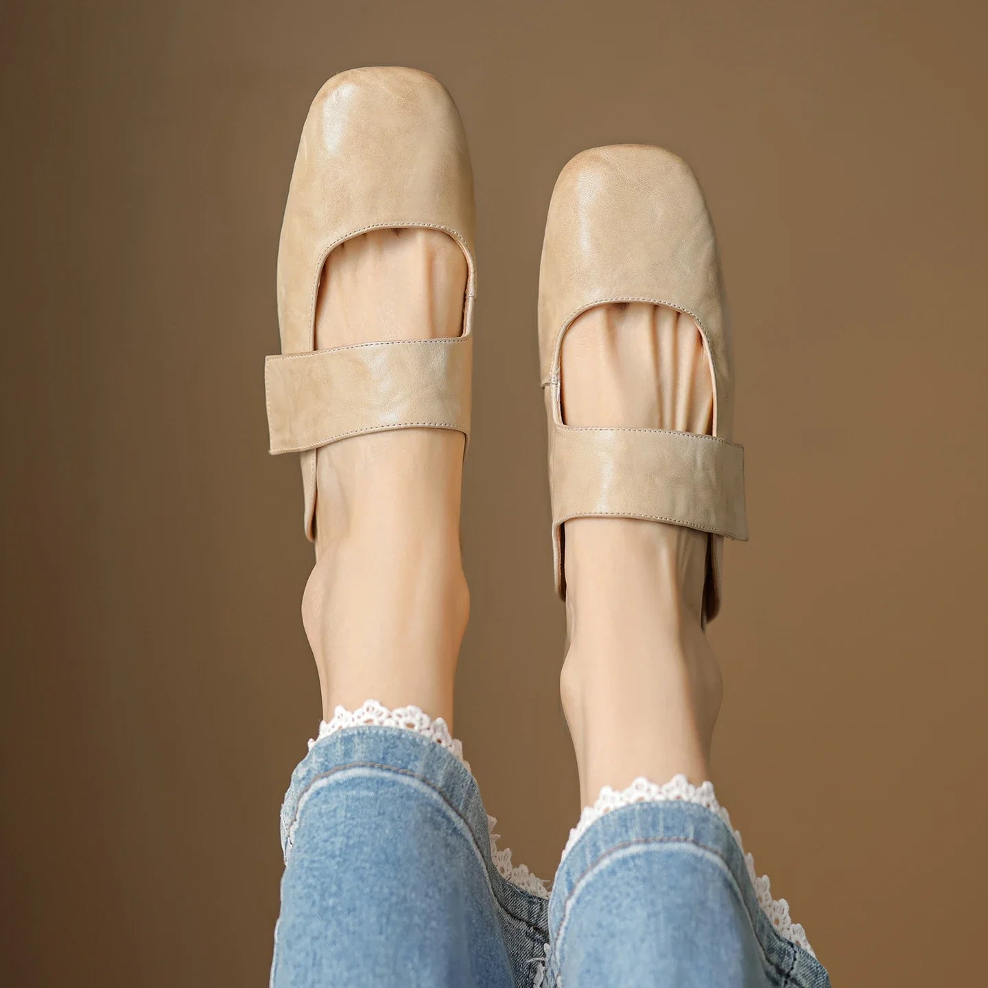 Anna-Berg | Black Square Toe Chunky Heel Leather Mules