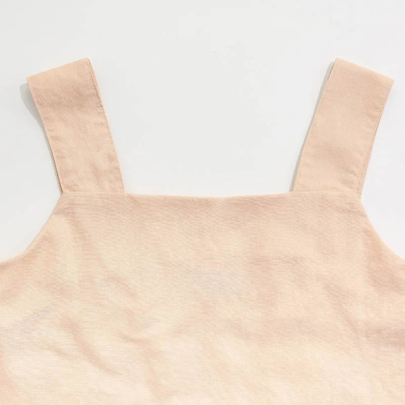 Anna-Berg | Natural Square-Neck Cropped Linen Tank