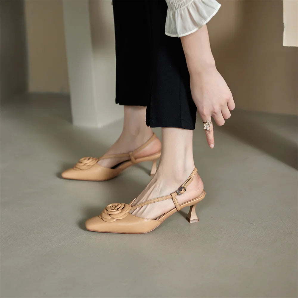 Anna-Berg | Genuine Leather Slingback Heels