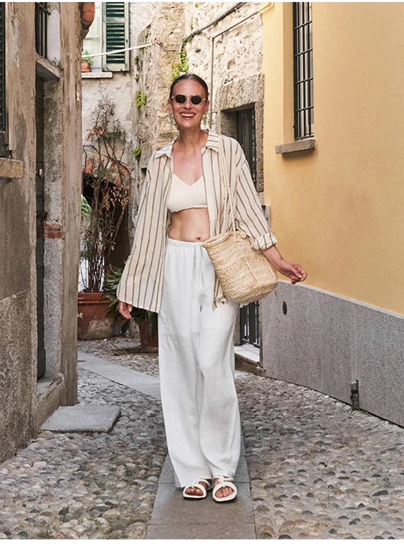 Anna-Berg | Sand Wide-Leg Linen Pant