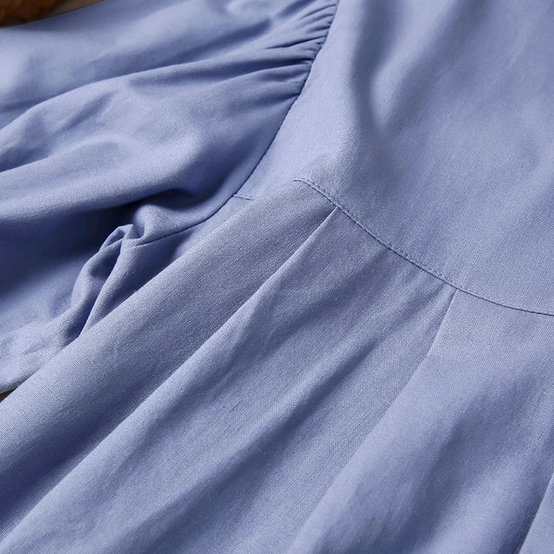 Anna-Berg | Ivory Gathered Lantern-Sleeve Cotton Blouse