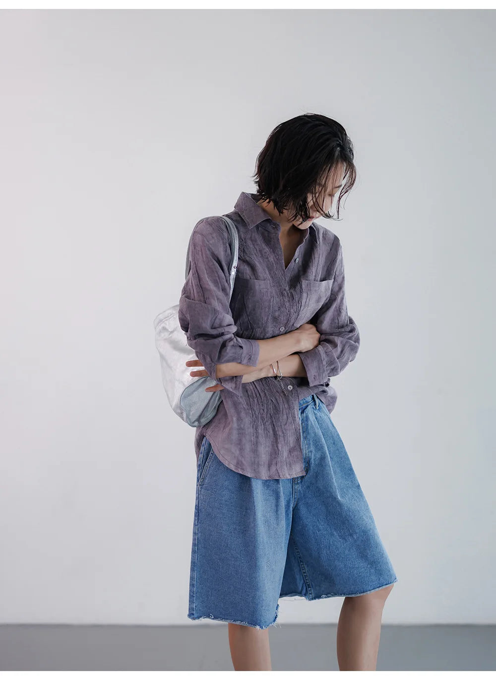 Anna-Berg | Pleated Button-Up Linen Shirt
