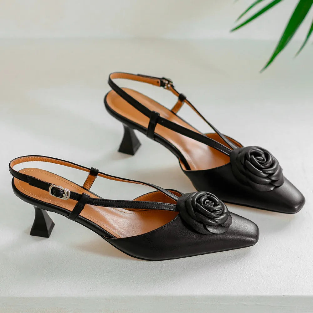 Anna-Berg | Genuine Leather Slingback Heels