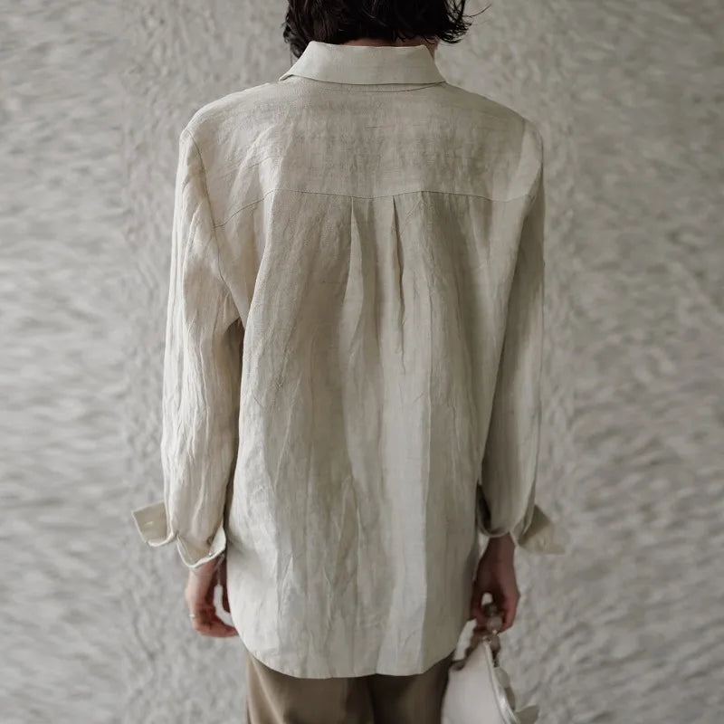Anna-Berg | Pleated Button-Up Linen Shirt