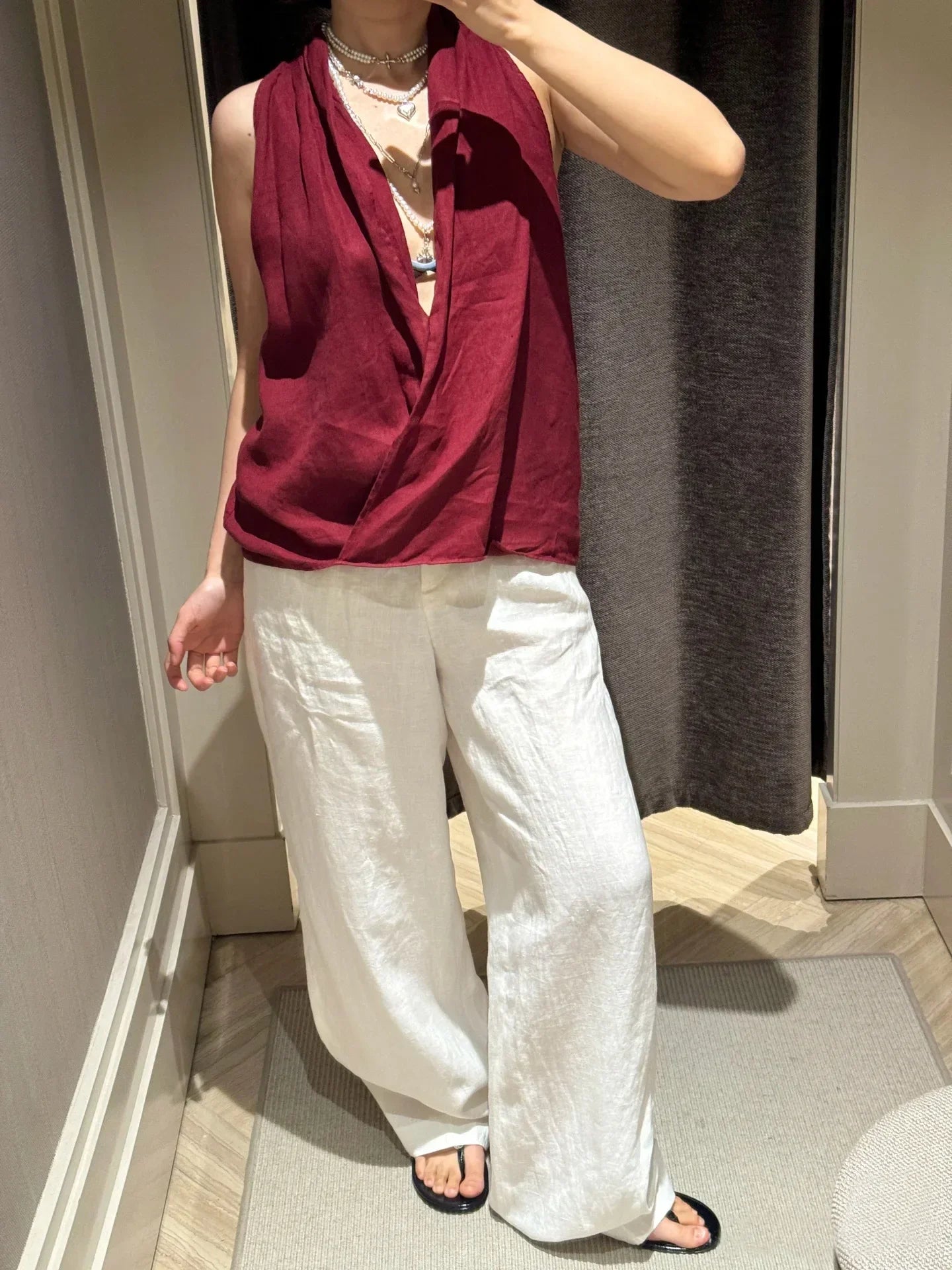 Anna-Berg | Natural Draped Linen Vest