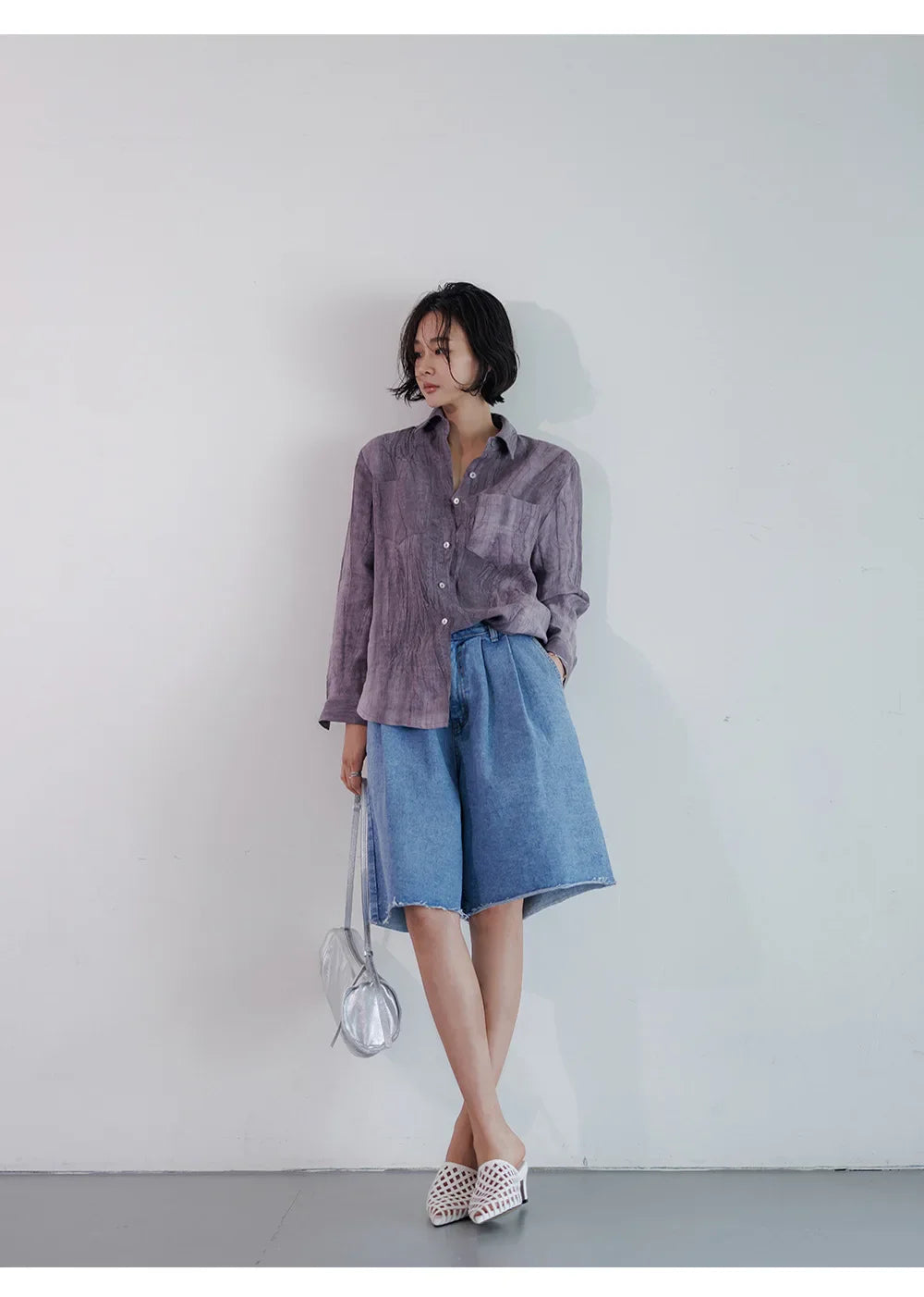 Anna-Berg | Pleated Button-Up Linen Shirt