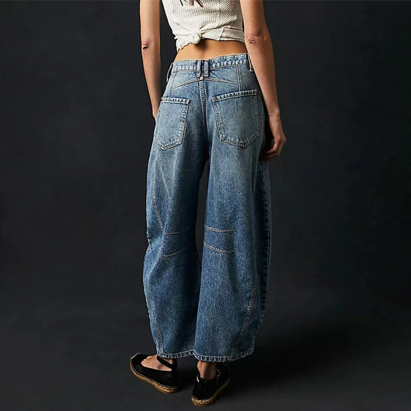 Anna-Berg | Blue Barrel-Leg Denim Jeans