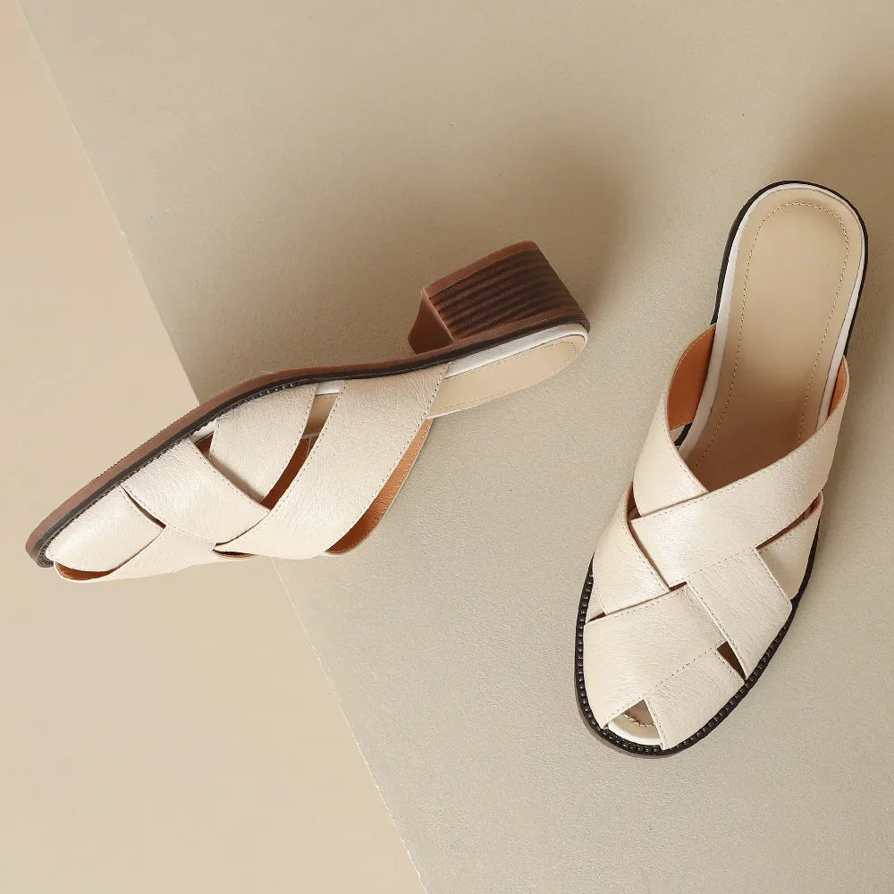 Anna-Berg | Woven Flat Leather Mule