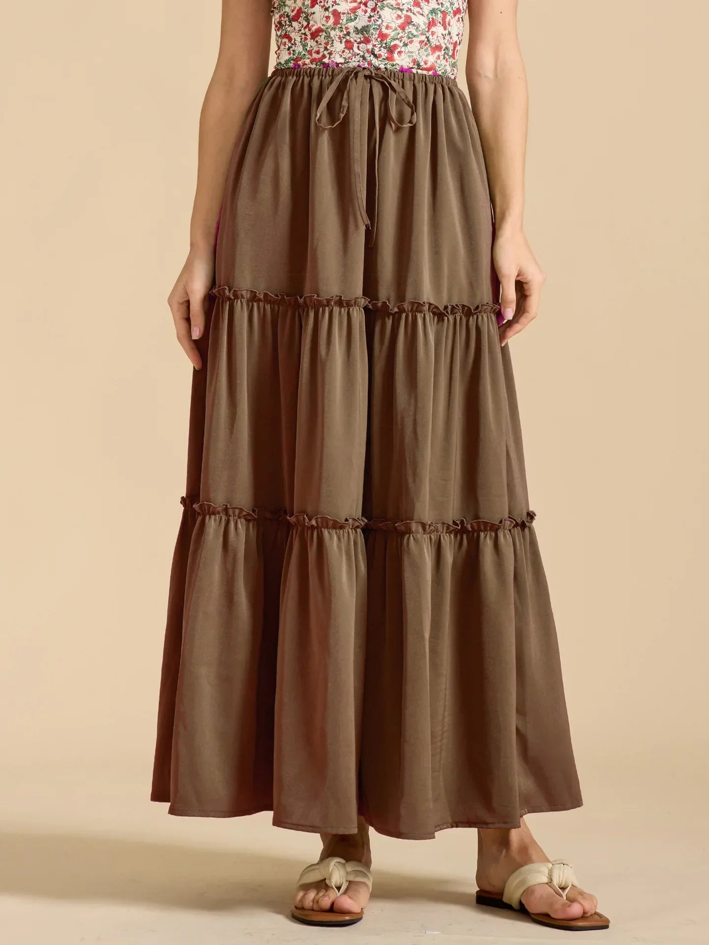 Anna-Berg | Sage Tiered Cotton Maxi Skirt