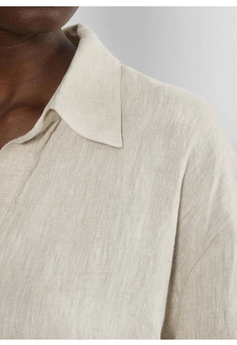 Anna-Berg | Relaxed-Fit Polo-Collar Linen Pullover