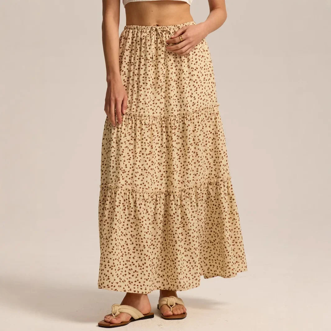 Anna-Berg | Sage Tiered Cotton Maxi Skirt