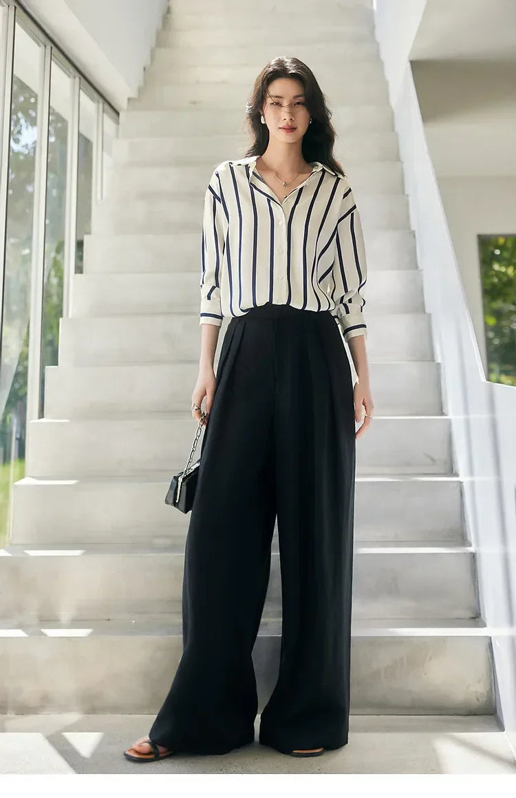 Anna-Berg | Ivory Striped Satin Blouse