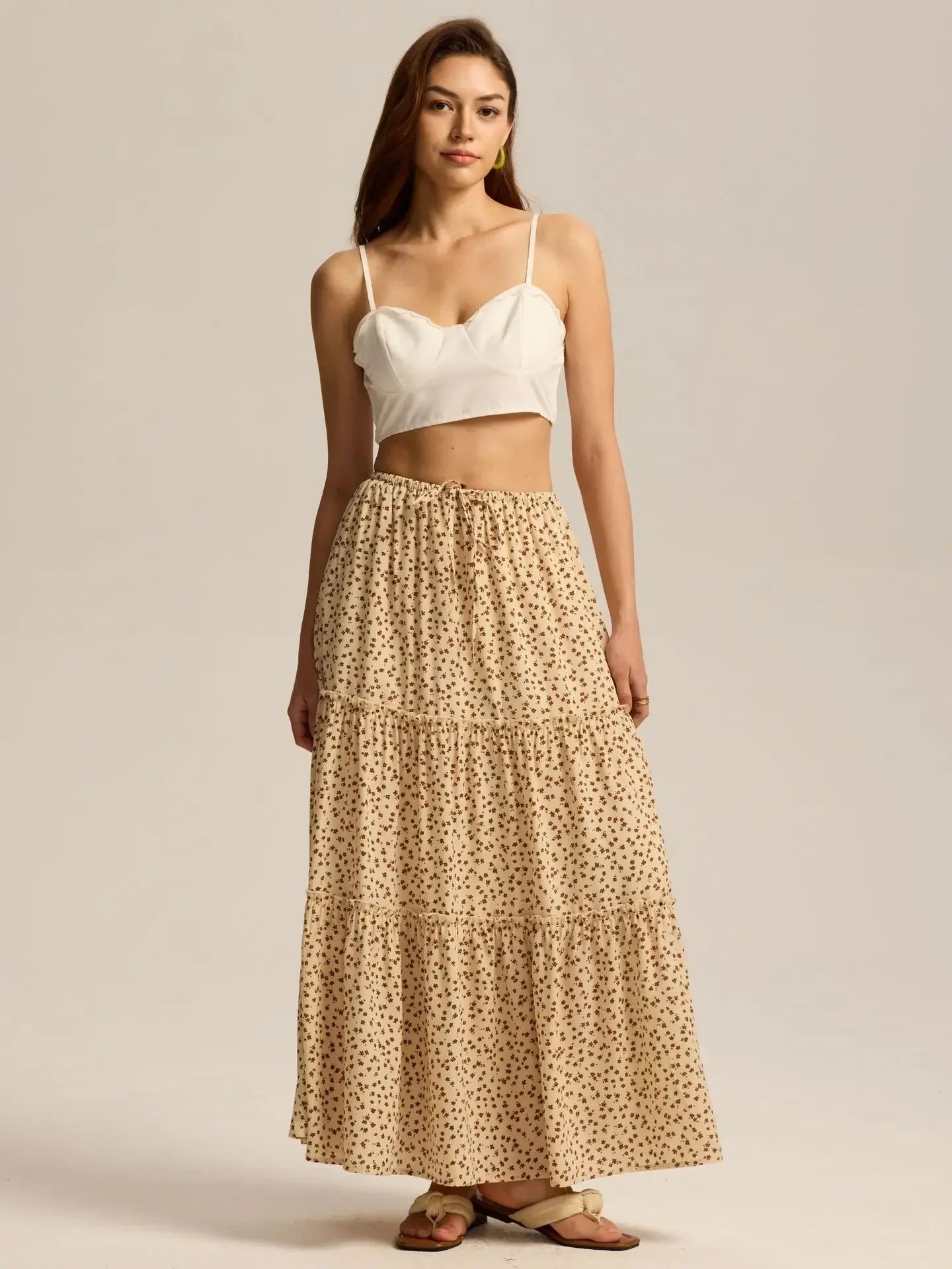 Anna-Berg | Sage Tiered Cotton Maxi Skirt