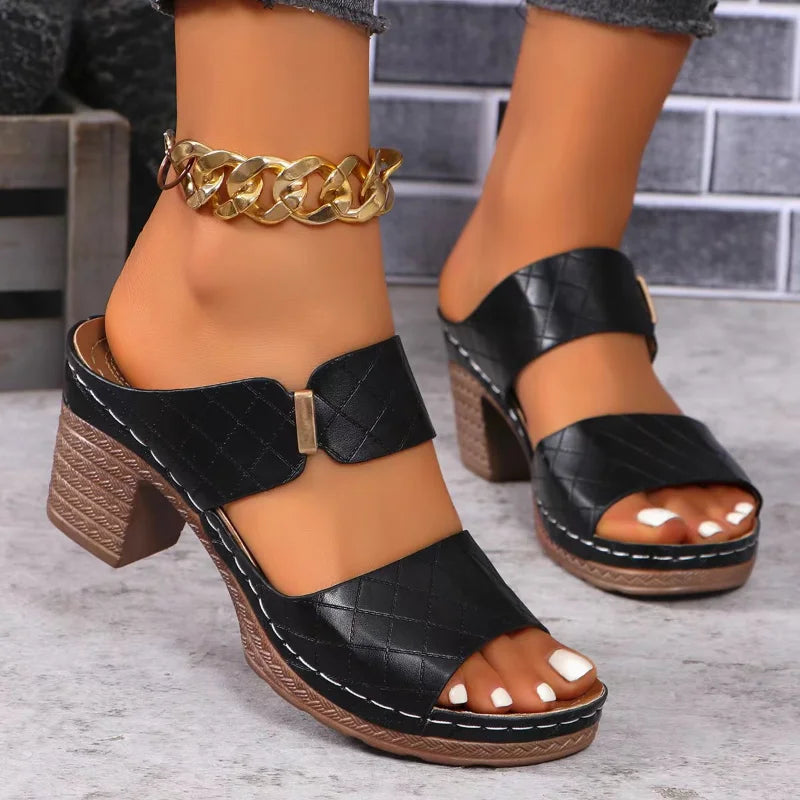 Anna-Berg | Graceful Arch Support Block Heel Flat Sandals