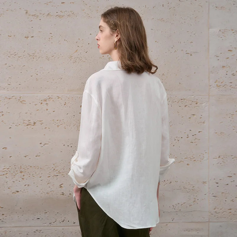 Anna-Berg | White Relaxed Fit Linen Shirt
