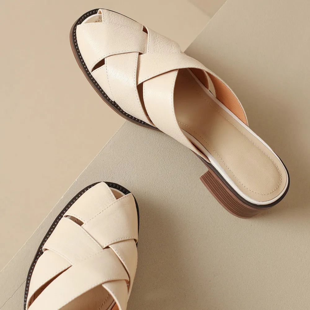 Anna-Berg | Woven Flat Leather Mule