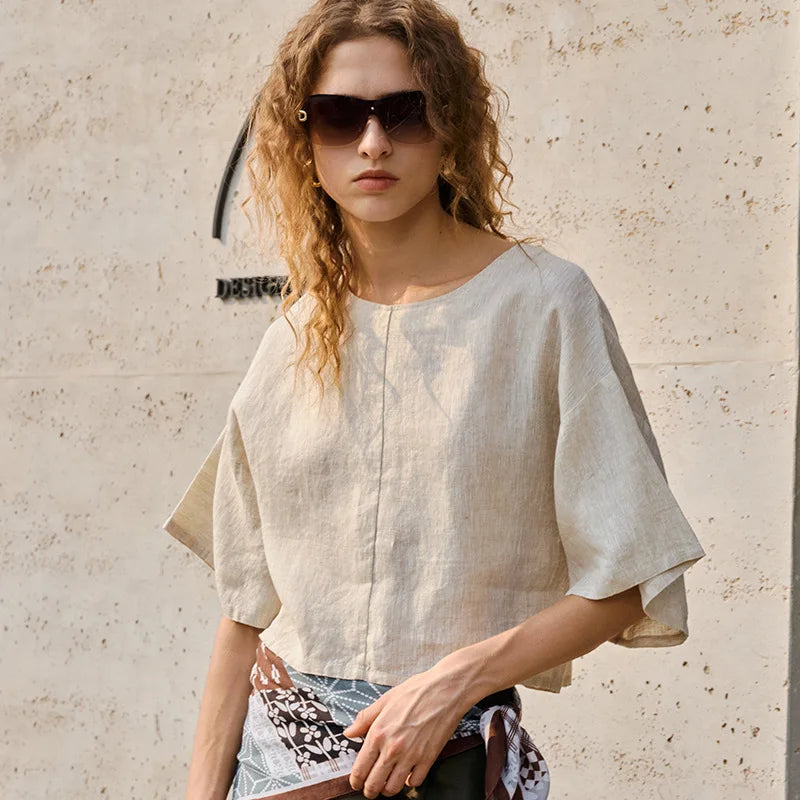 Anna-Berg | Flared-Sleeve Linen Pullover