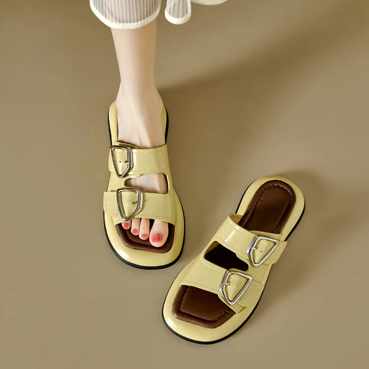 Anna-Berg | Twin-Buckle Slide Sandals